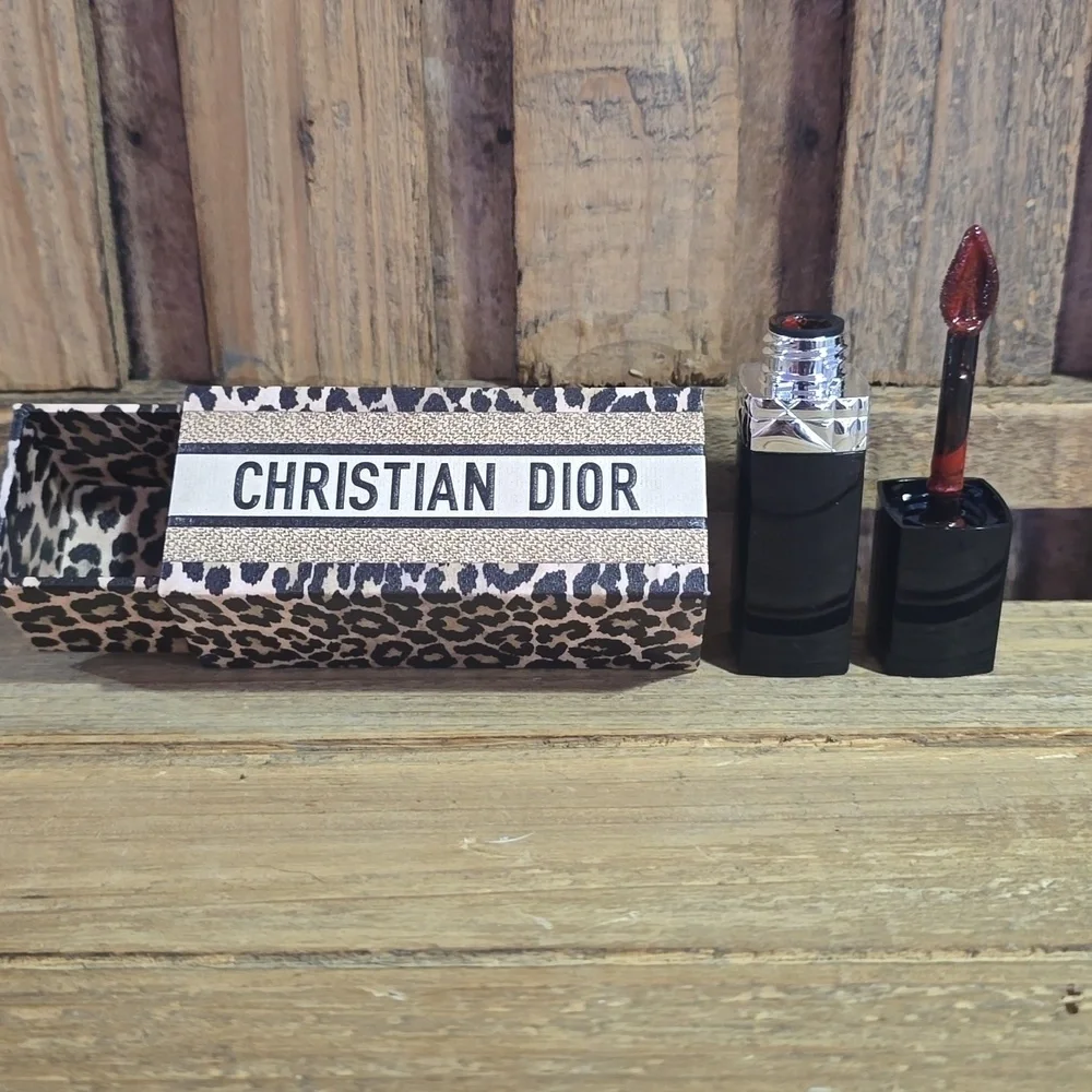 Christian Dior Mitzah Leopard Print Lipstick Case Limited Edition With Lipstick